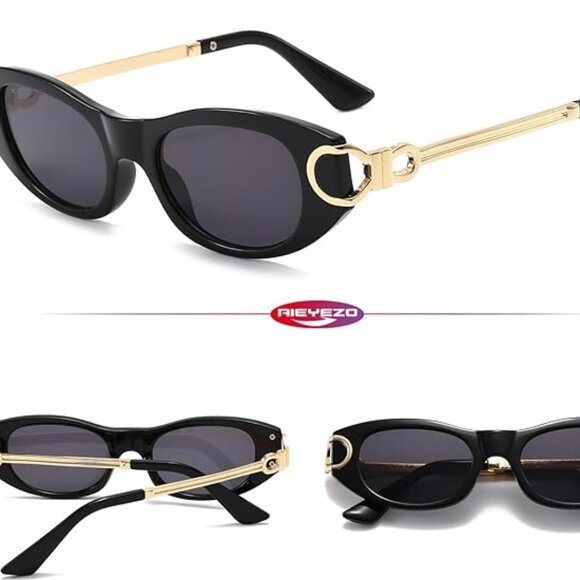 Classic oval black frame sun glasses - Picture 3 of 6